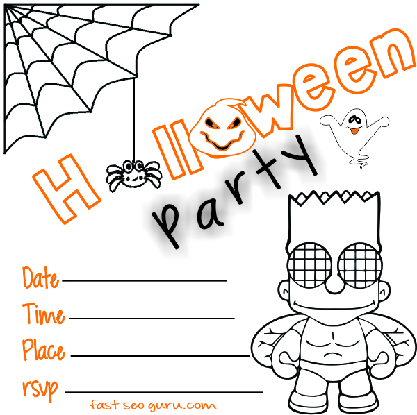 Printable kids halloween party invitations The Simpsons Bart